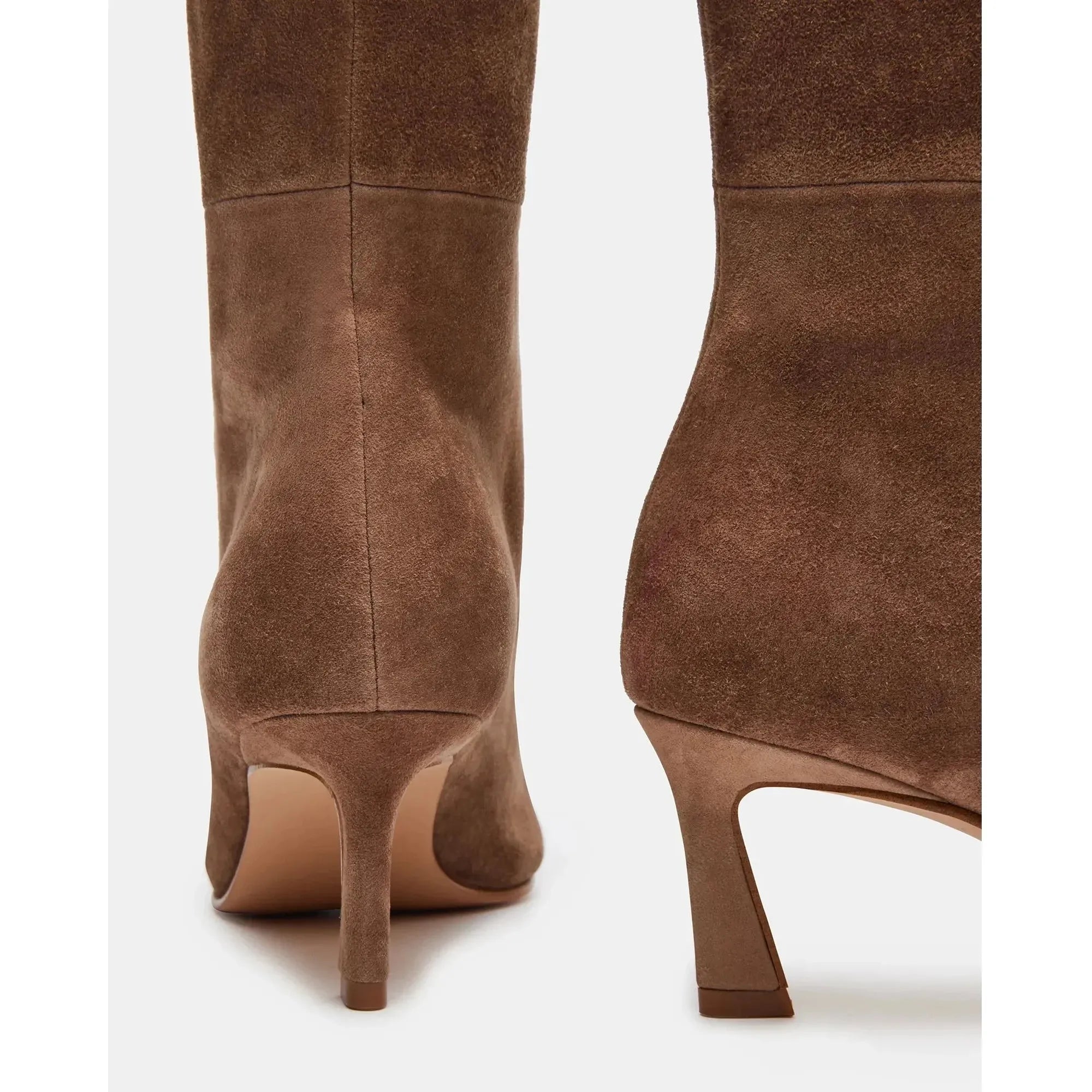 Lavan Kitten Heel Knee High Boot | Taupe Suede