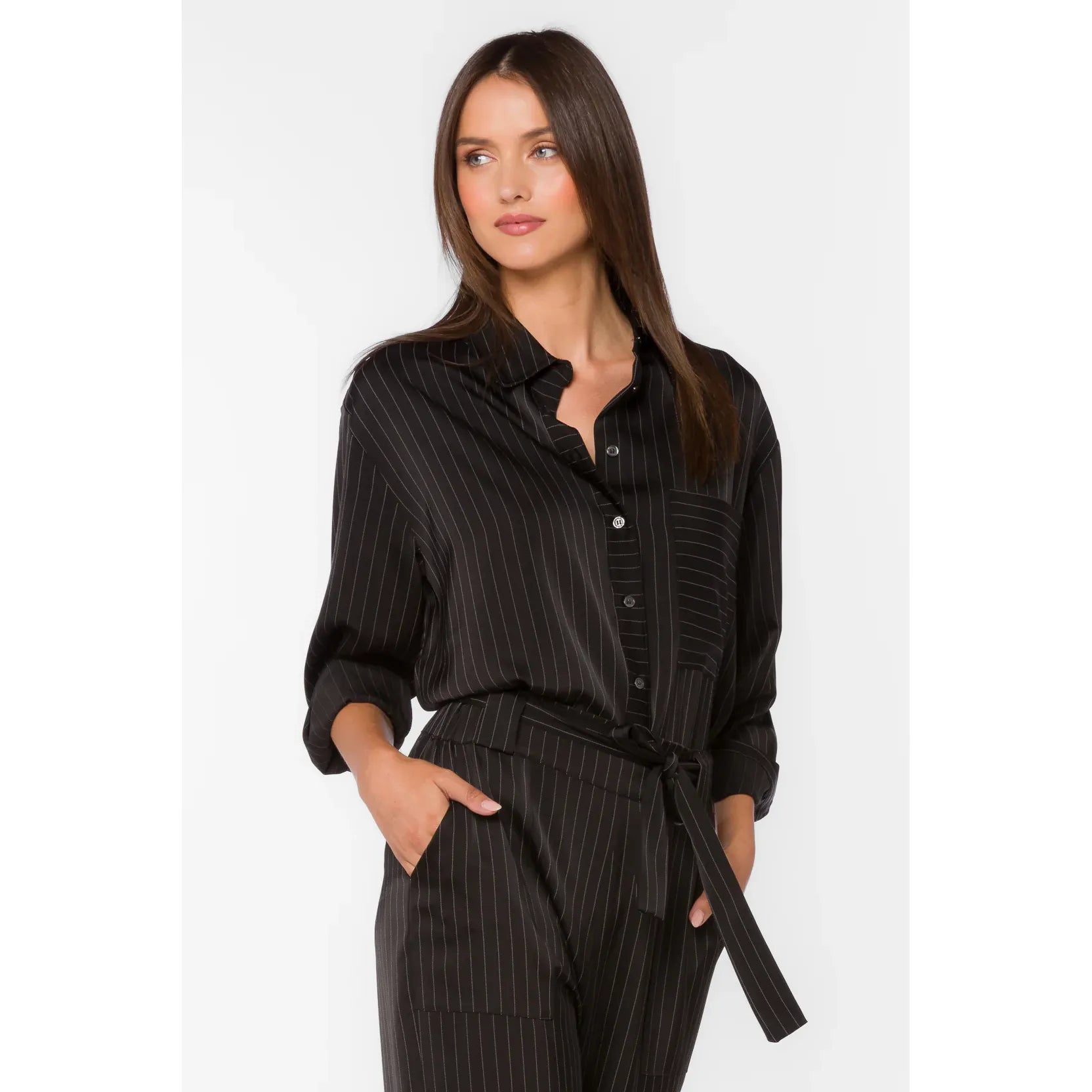 Sutton Black Pinstripe Blouse