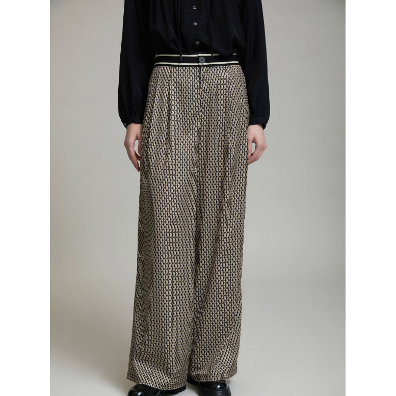 Printed Ribbon Detail Trousers