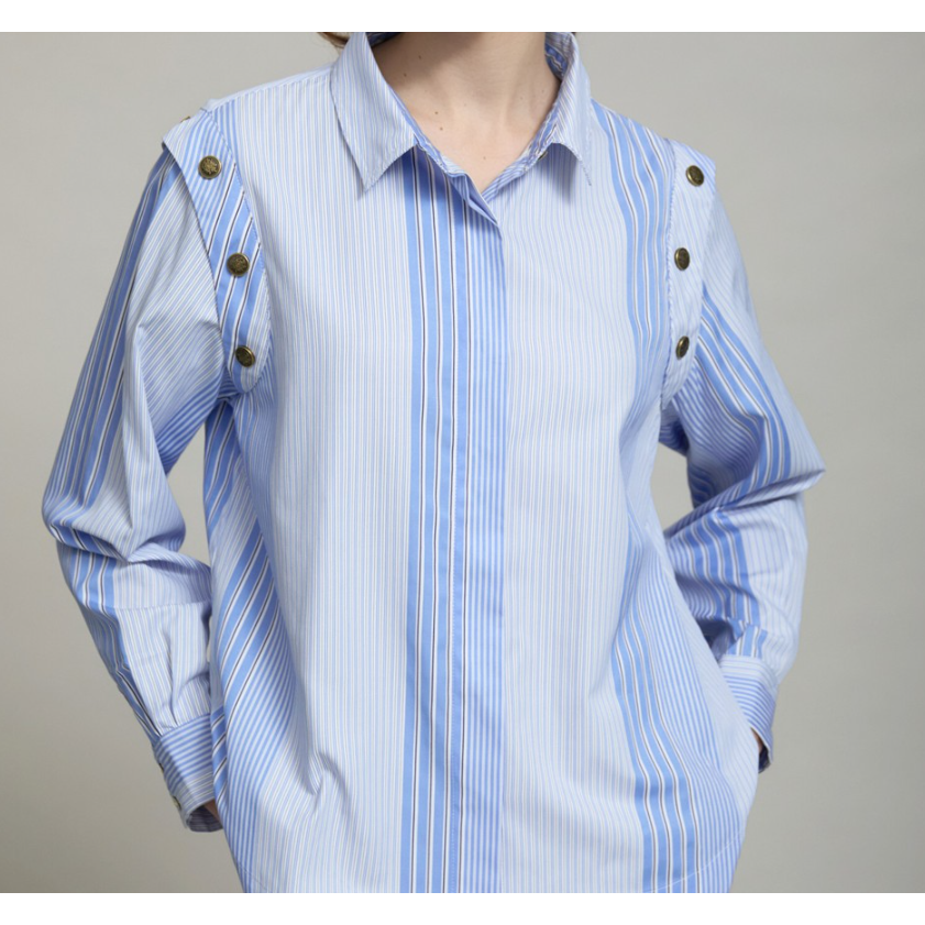 Striped Shoulder Button Shirt