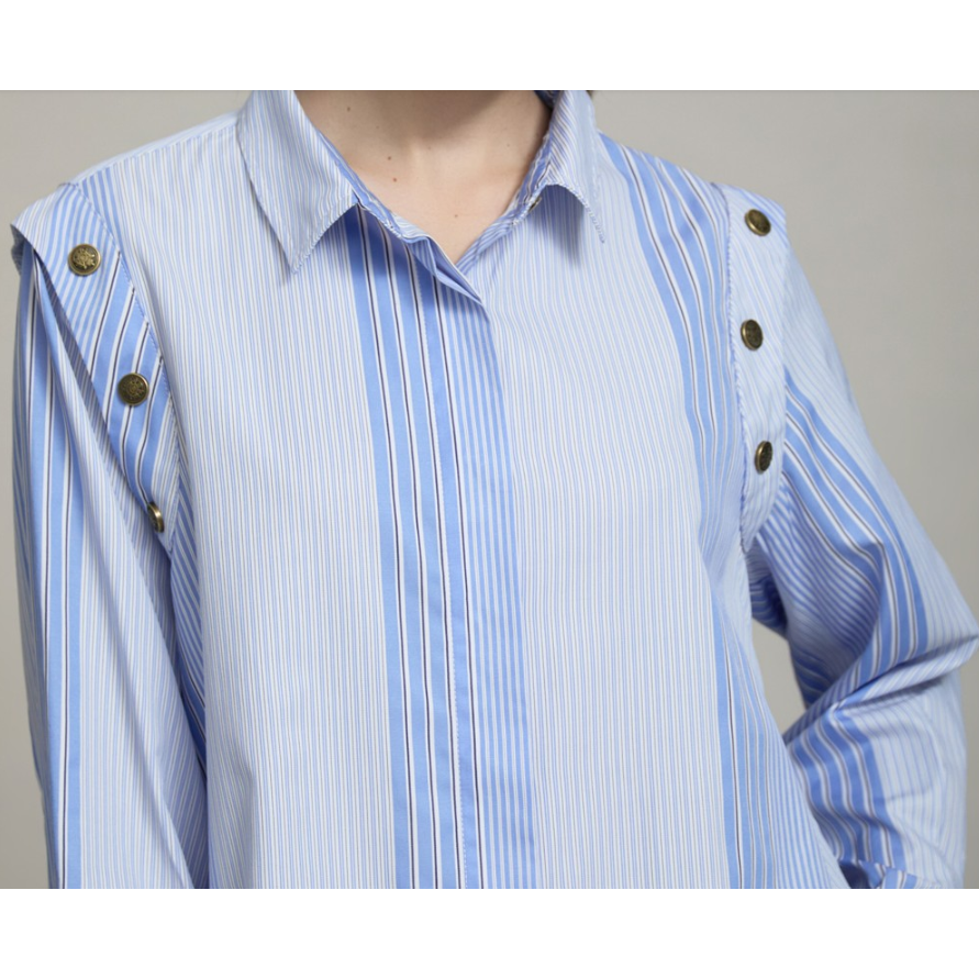 Striped Shoulder Button Shirt
