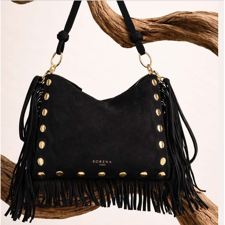 Simona Suede Black Crossbody Bag
