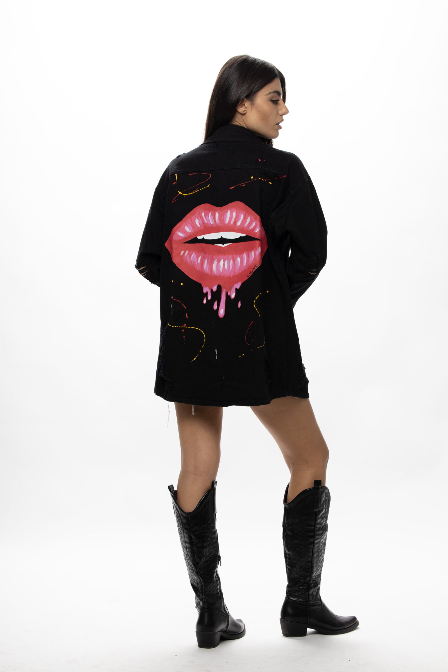 Kiss My Lips Hand-Painted Jacket – Sorena Greece