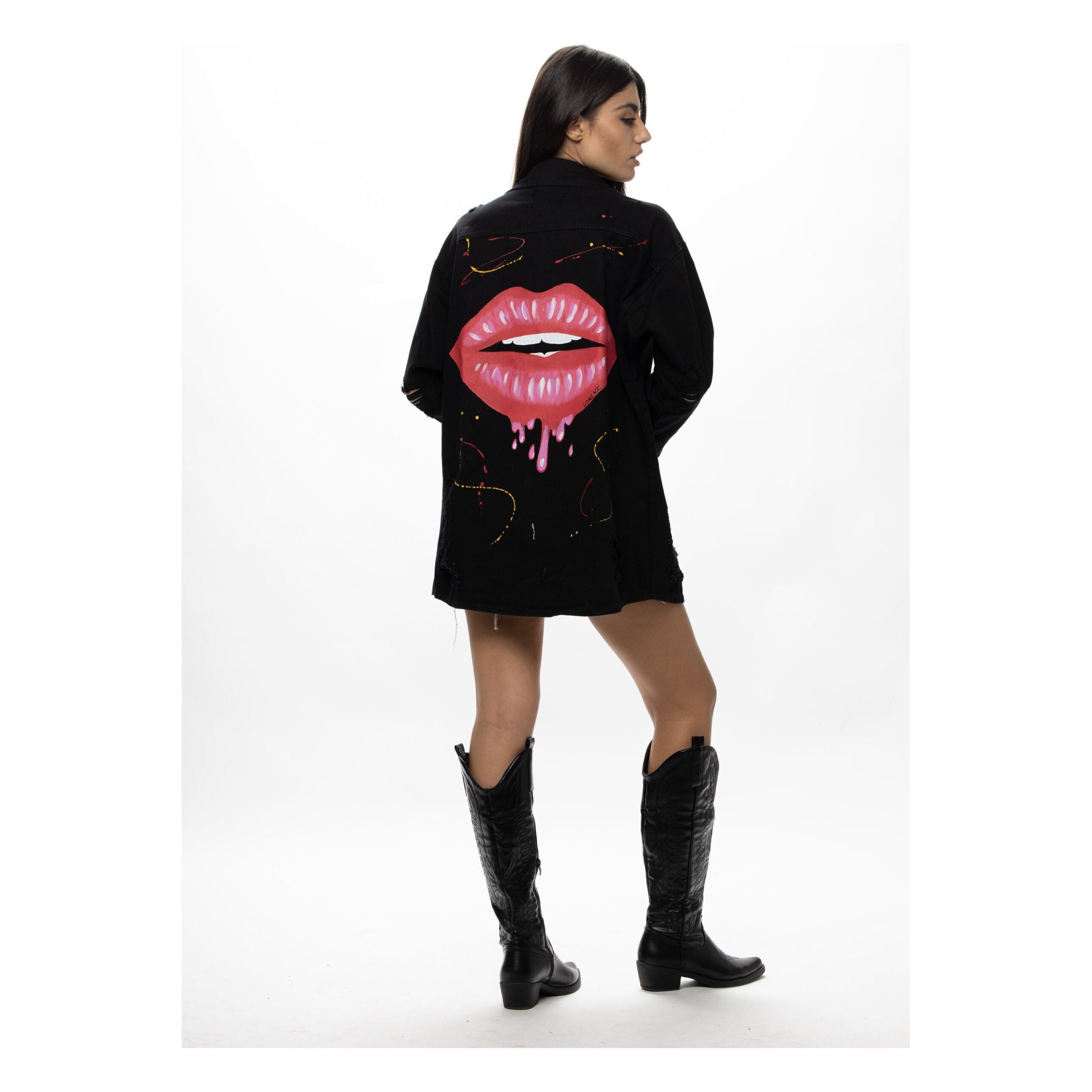 Kiss My Lips Hand-Painted Jacket – Sorena Greece