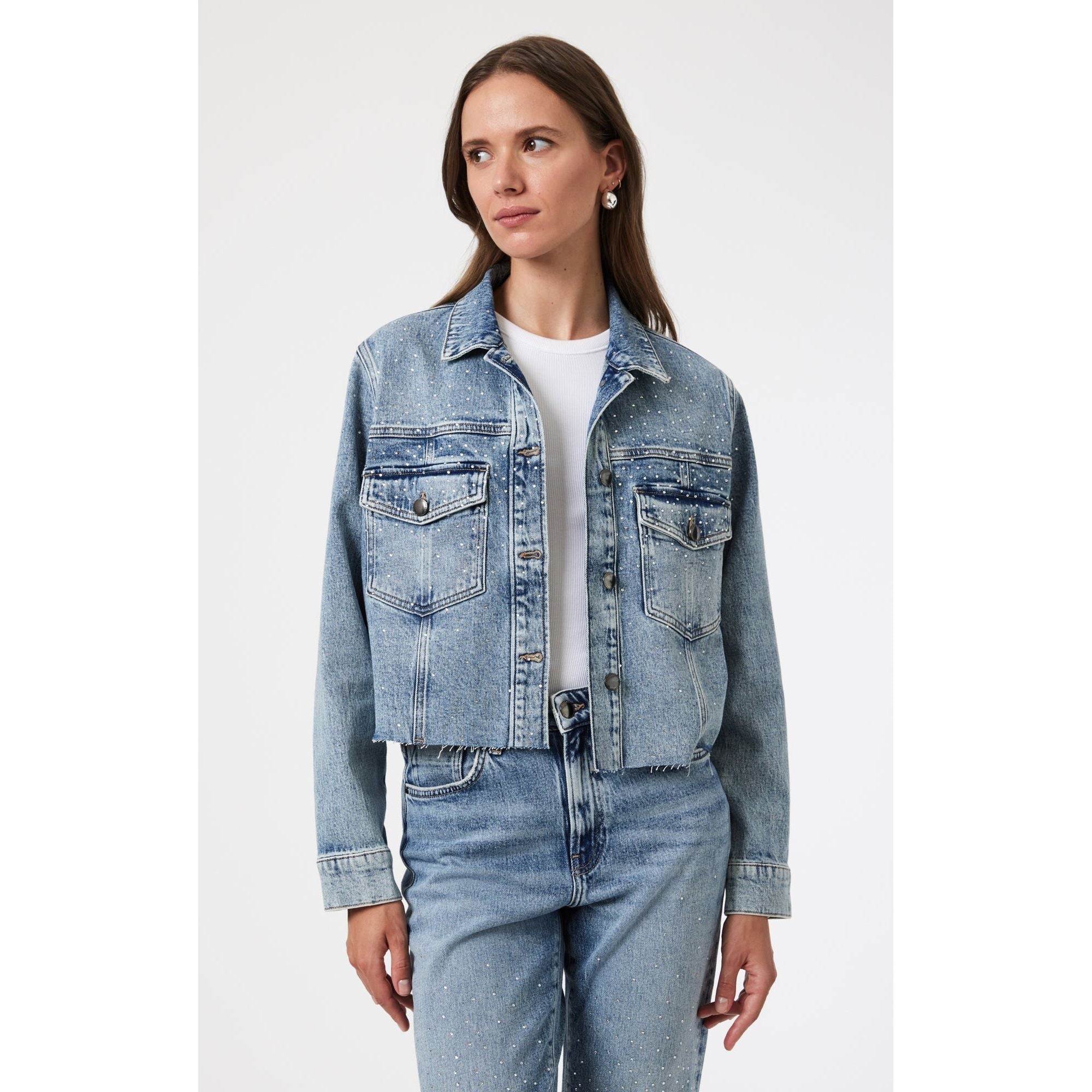 Thalia Rhinestone Jean Jacket