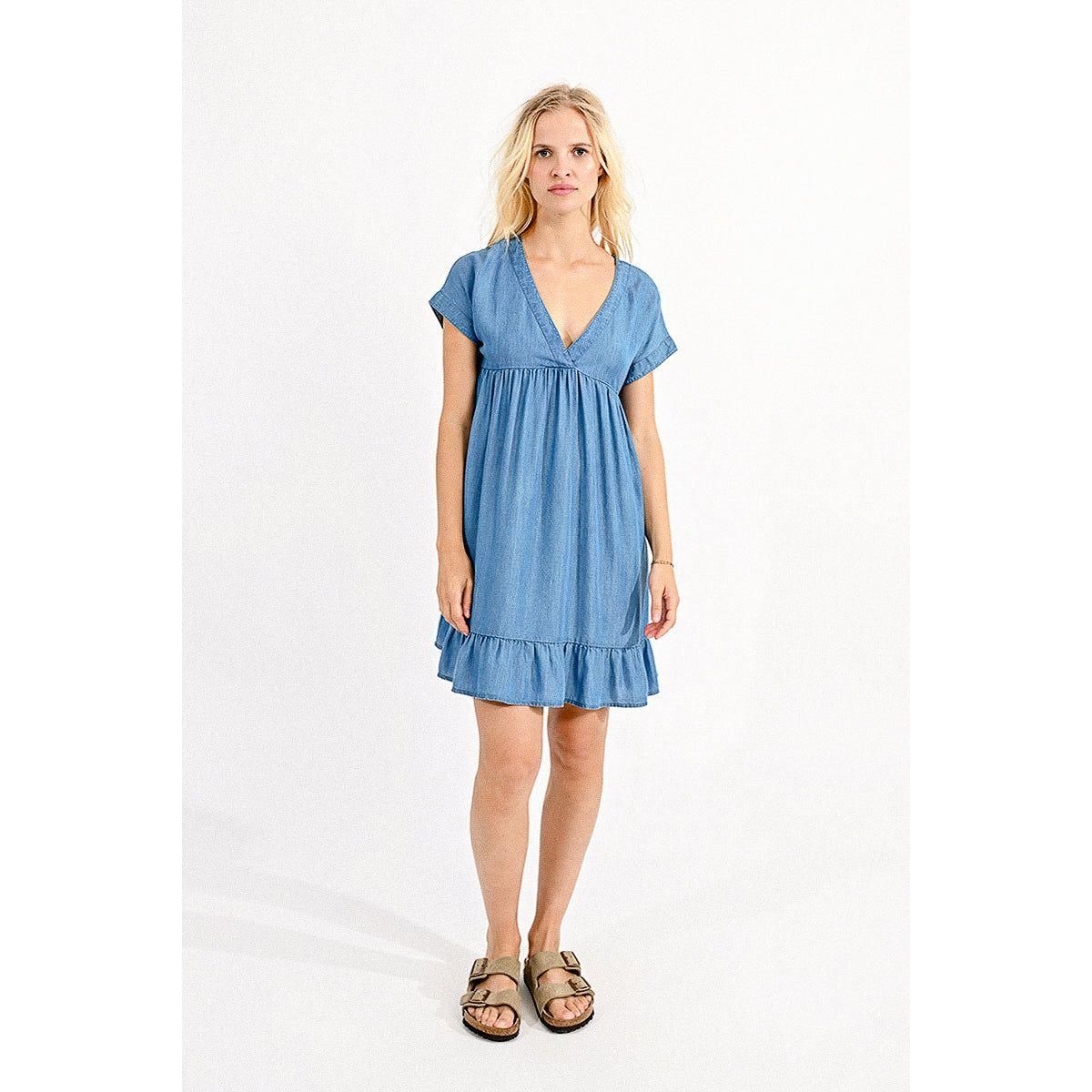 Denim Blue Flared Mini Dress