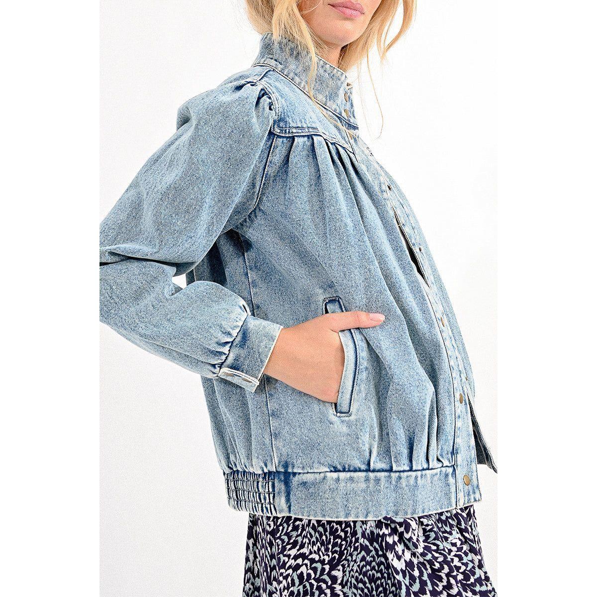 Bomber Style Jean Jacket