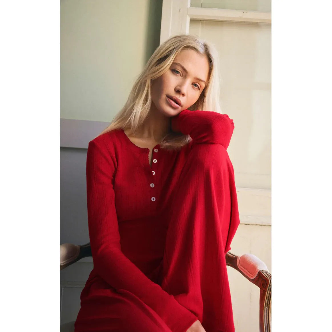 Holly Pointelle Long Sleeve Top