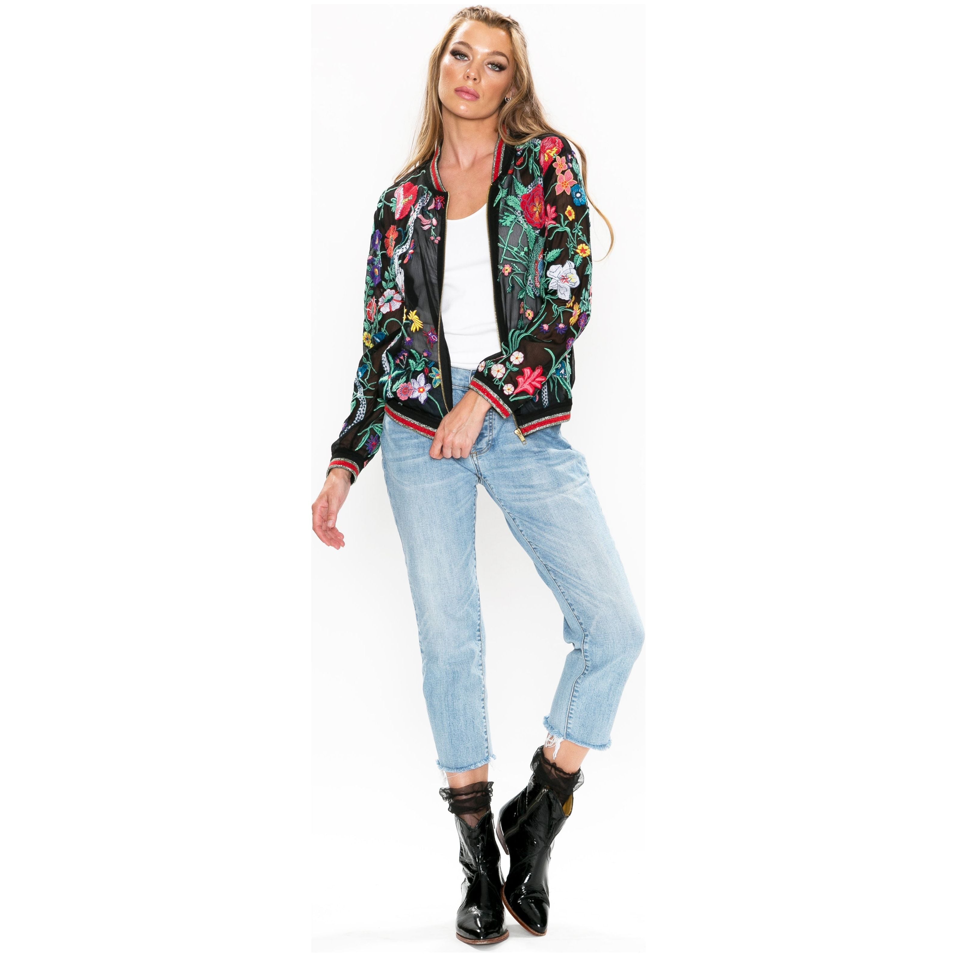 Bellezza Embroidered Bomber Jacket