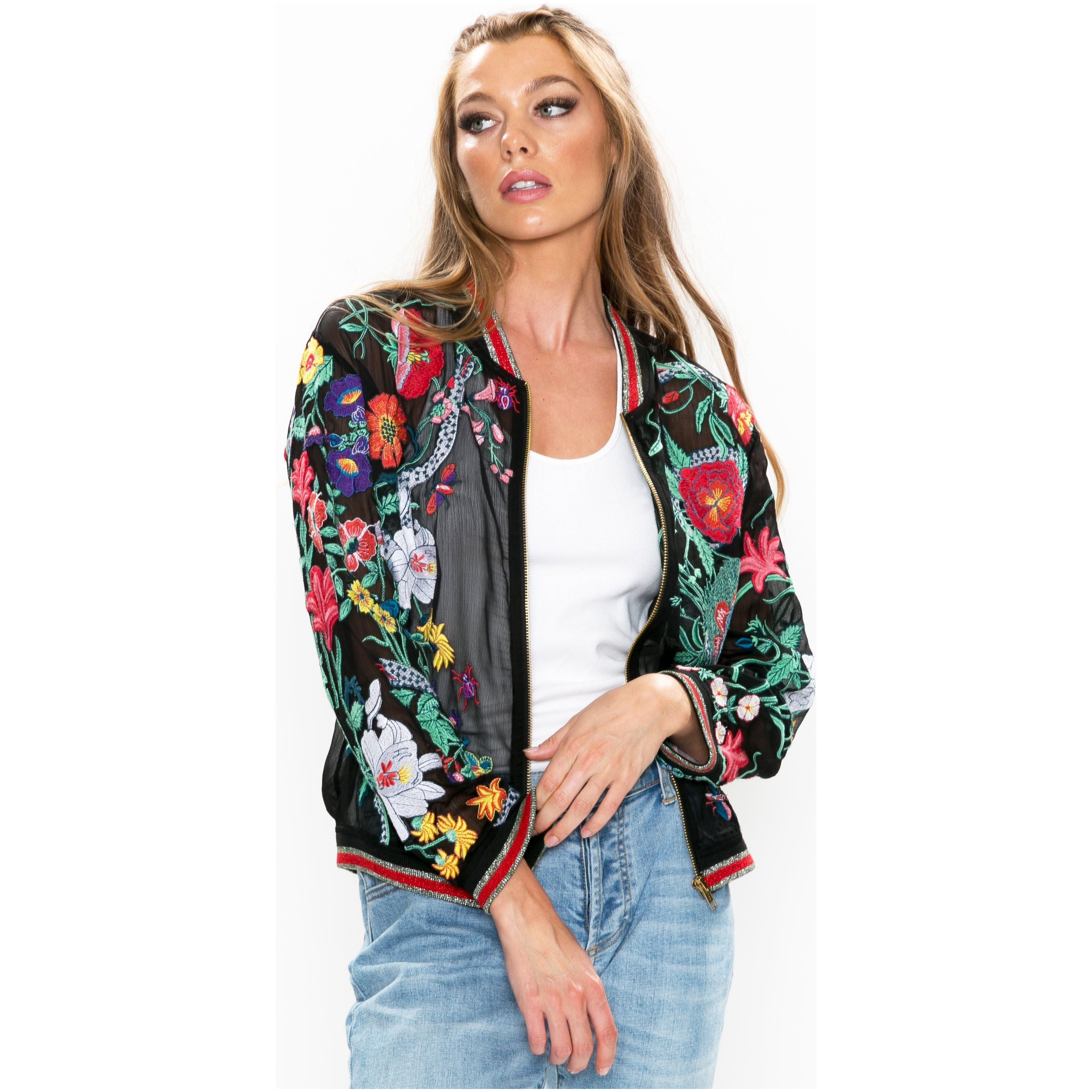 Bellezza Embroidered Bomber Jacket