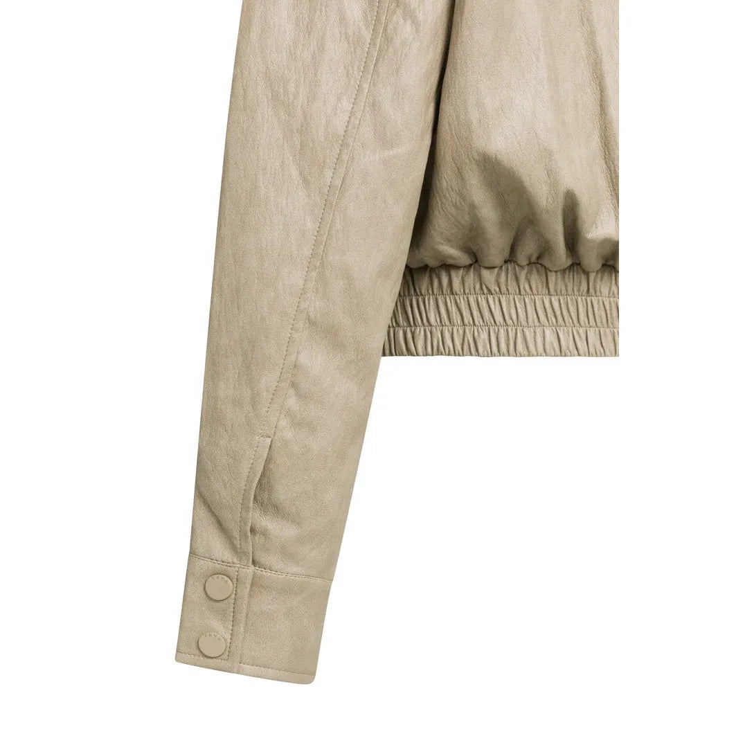 Cropped Faux Leather Jacket