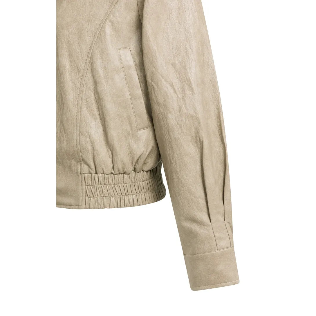Cropped Faux Leather Jacket
