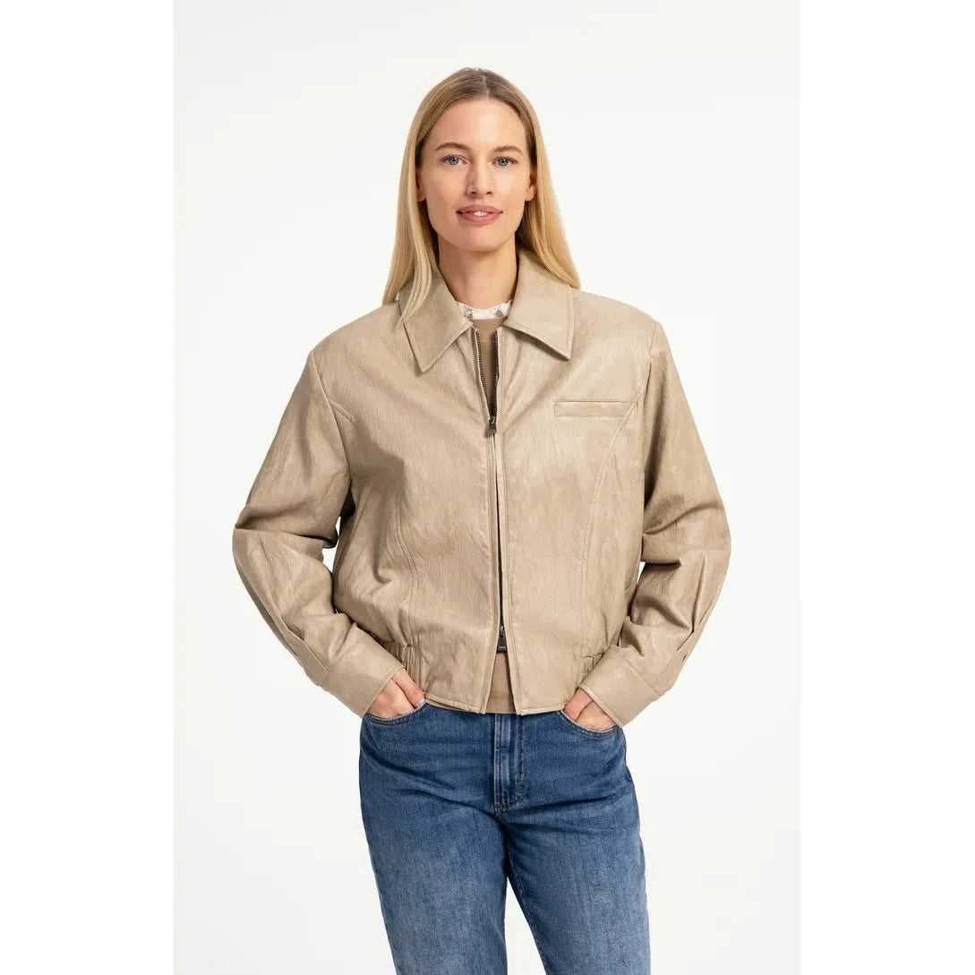 Cropped Faux Leather Jacket