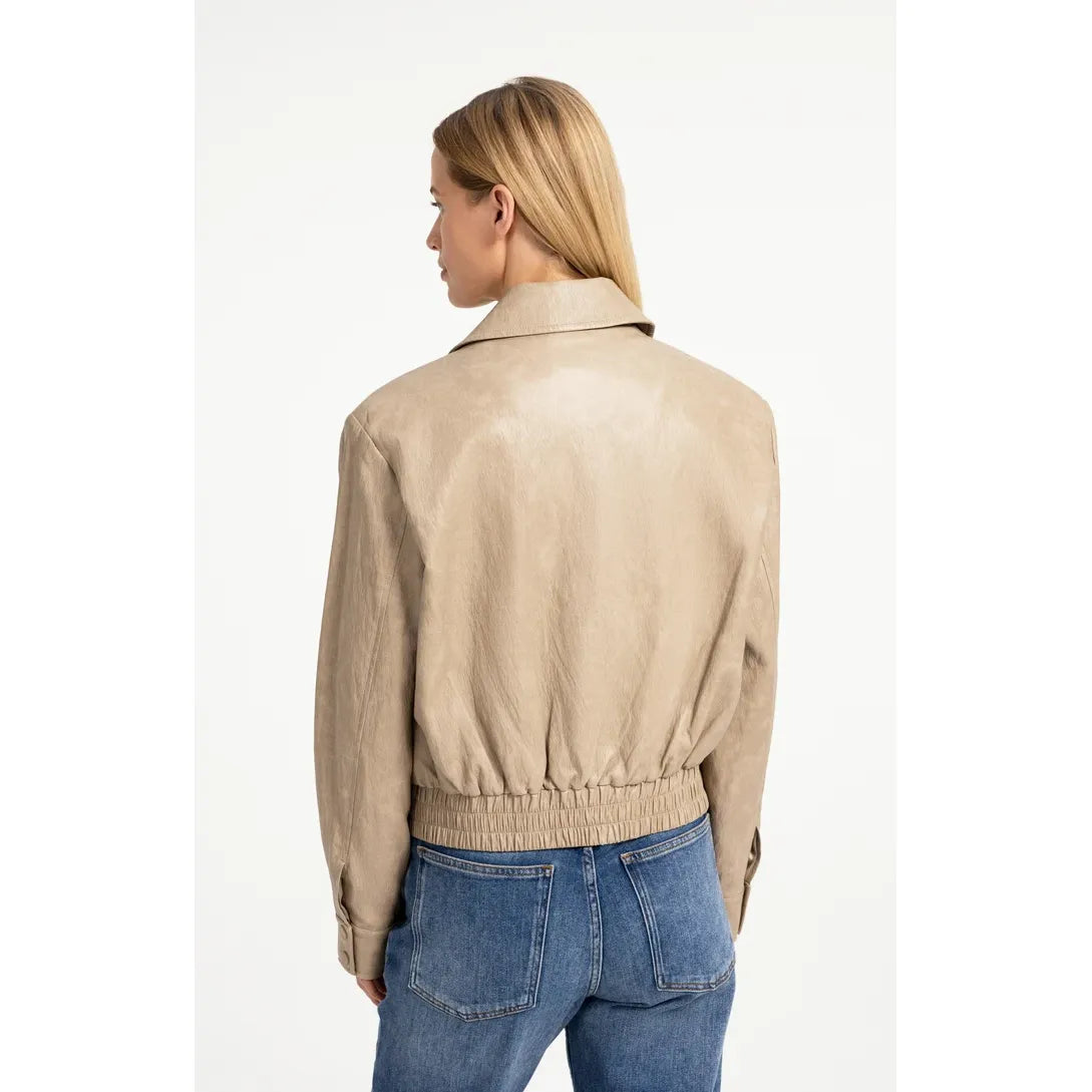 Cropped Faux Leather Jacket