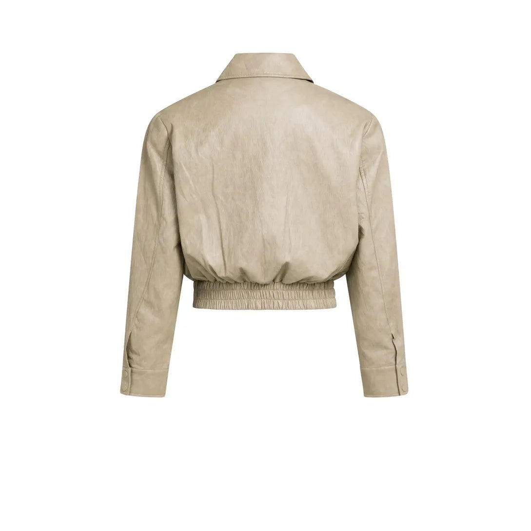 Cropped Faux Leather Jacket