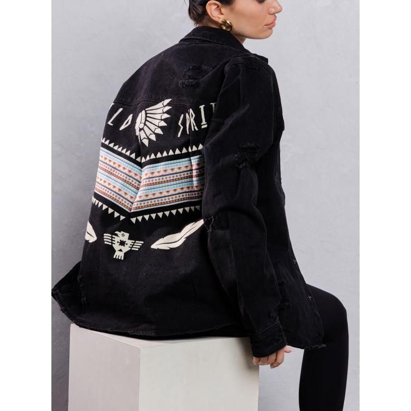 Wild Spirit Black Denim Jacket