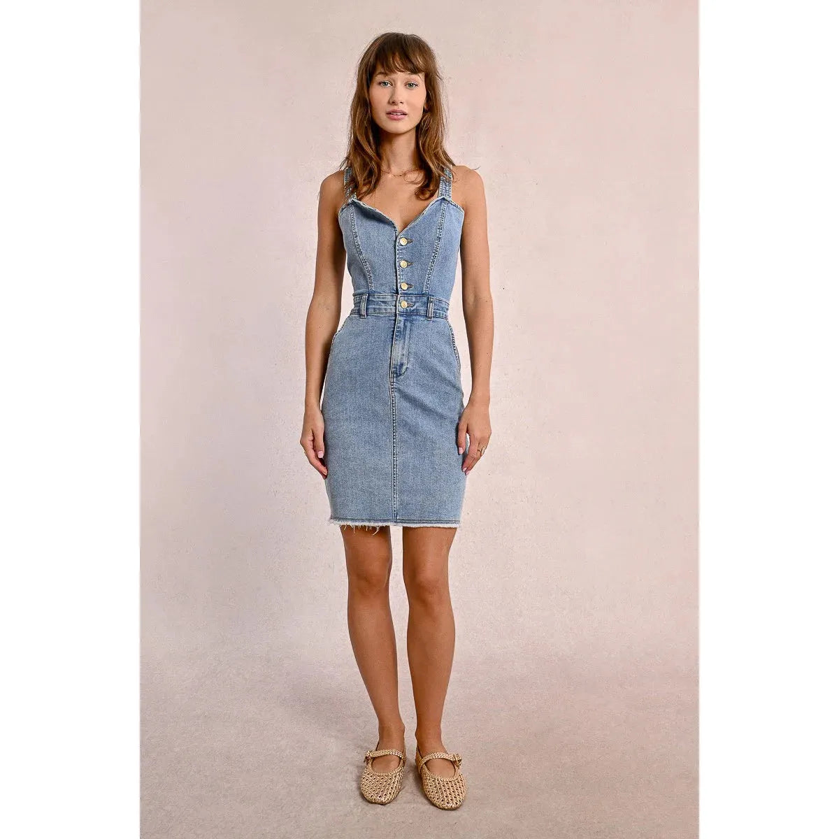 Strappy Light Blue Denim Dress