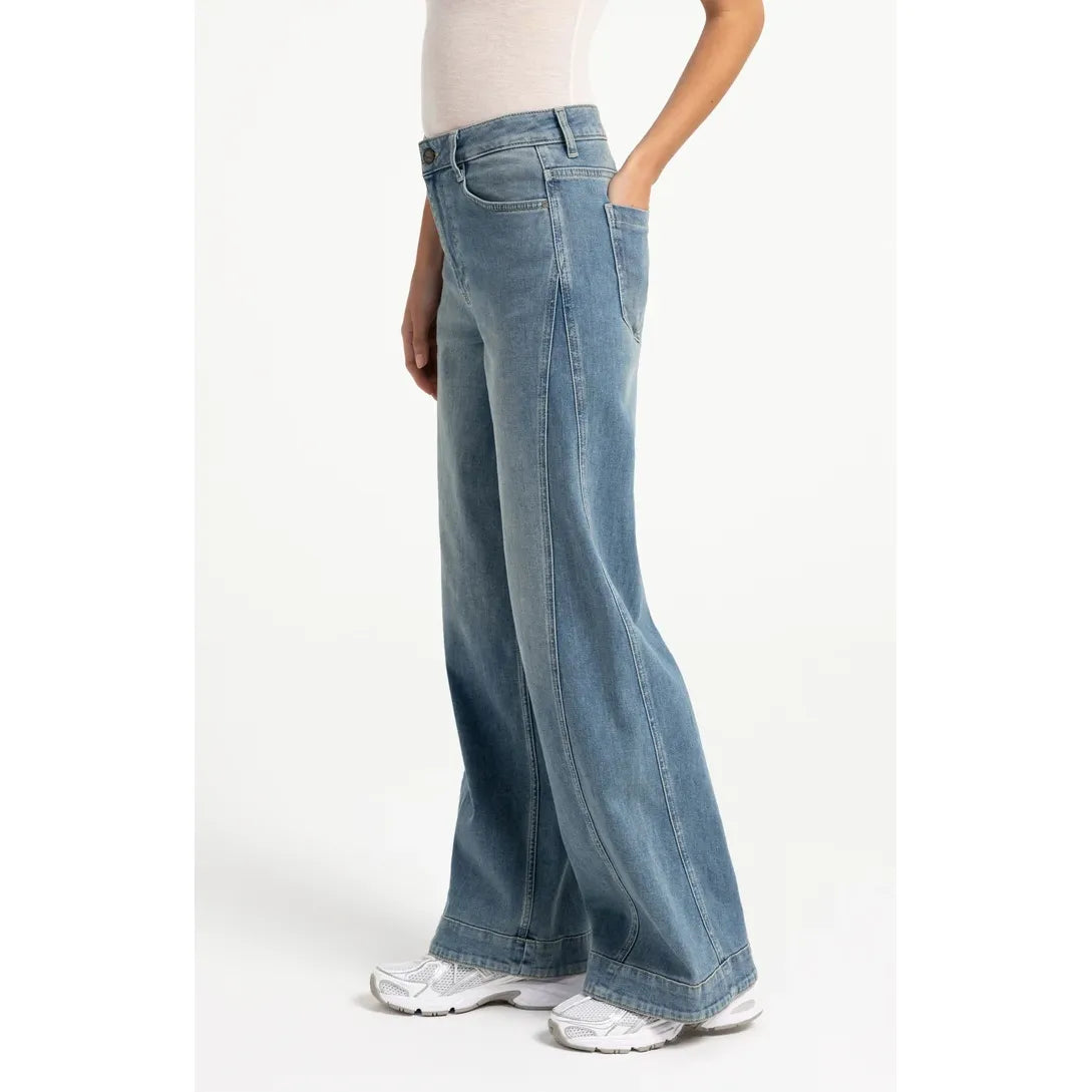 Wide Leg Jeans with Seam Details