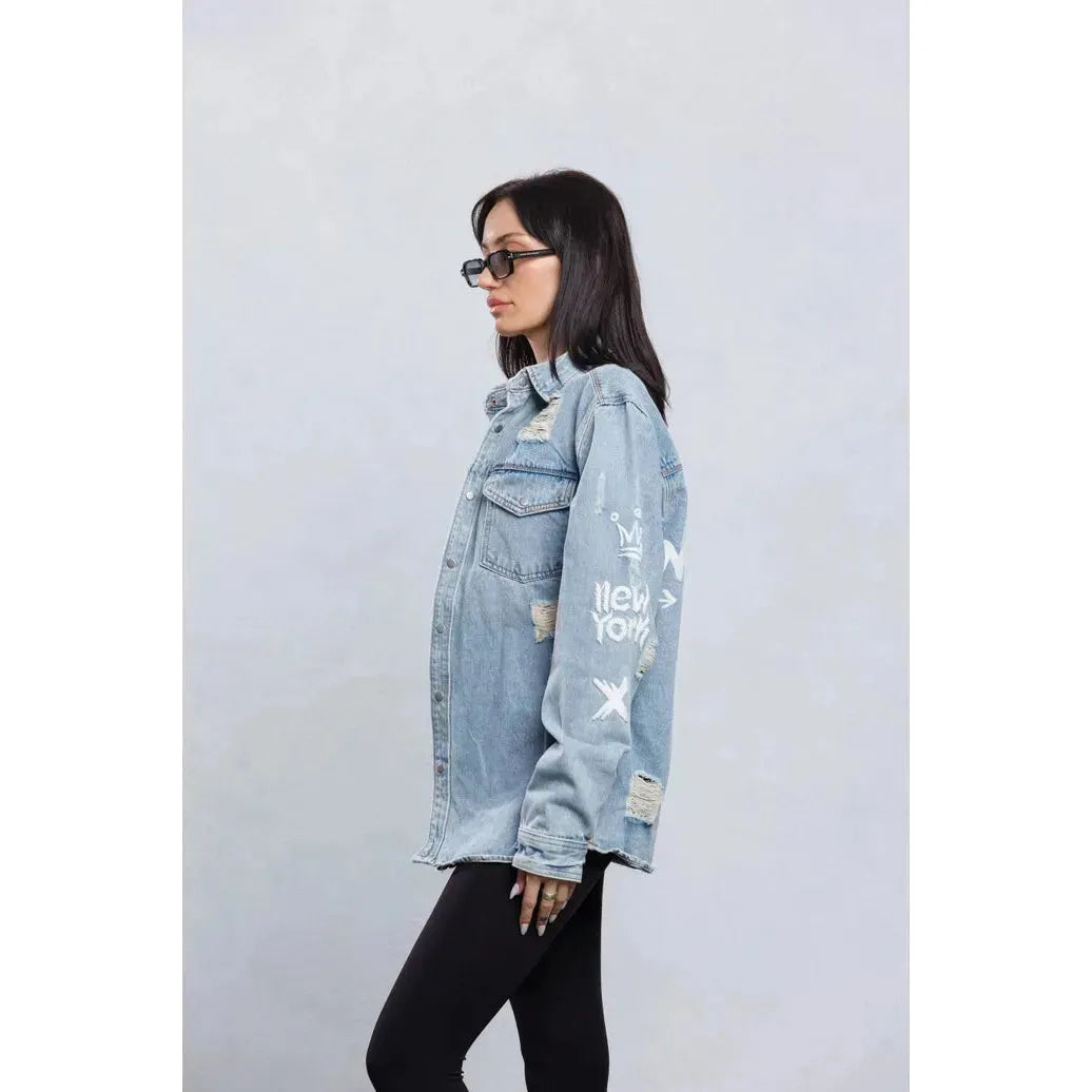 New York Rhinestones Denim Jacket