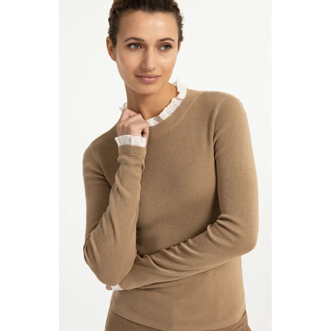 Ruffle Fine Knit Rib Top