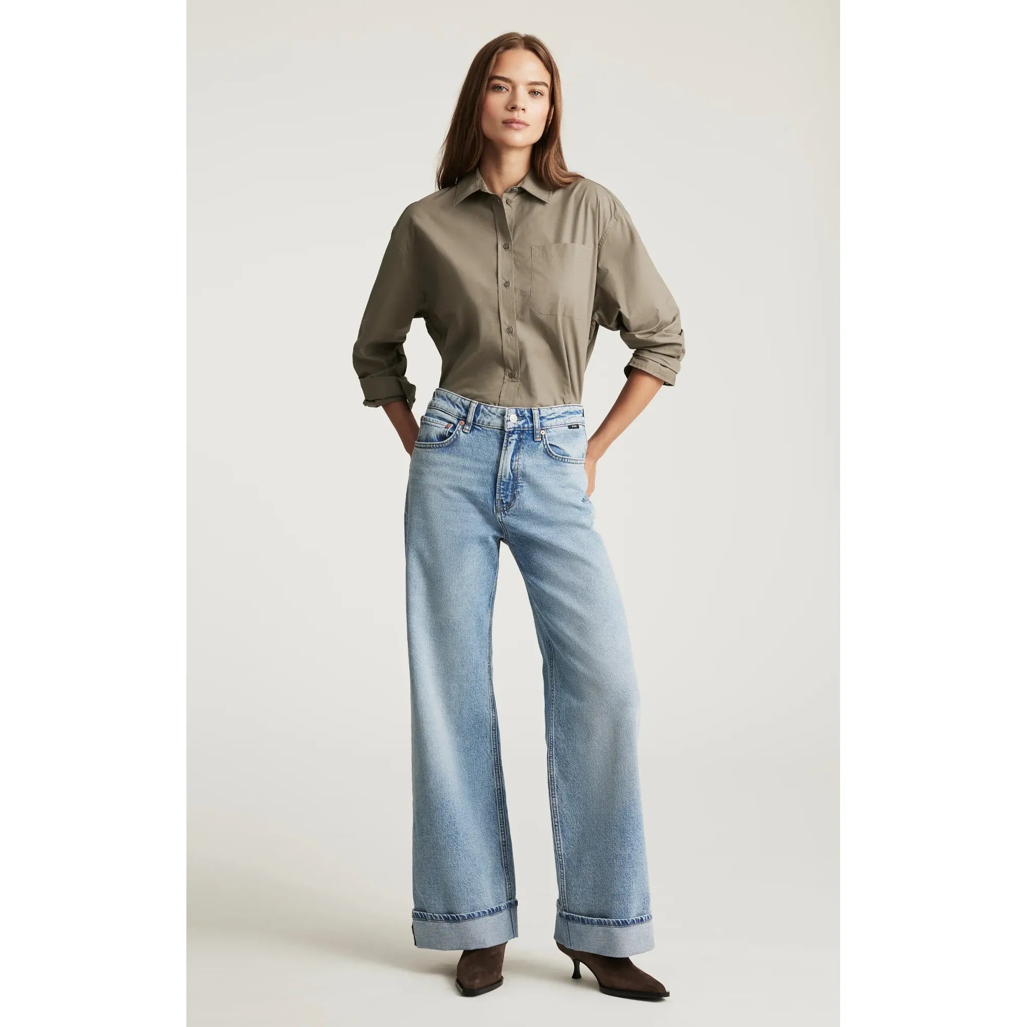 Florida Cuffed Wide Leg Jeans | Mid Rise