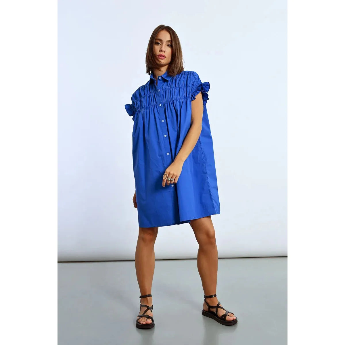 Gathered Shirt Dress