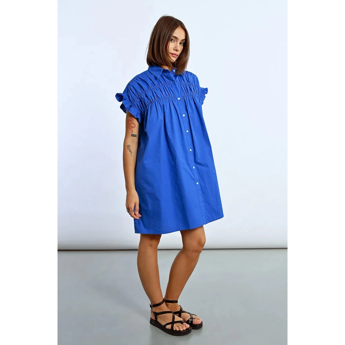 Gathered Shirt Dress