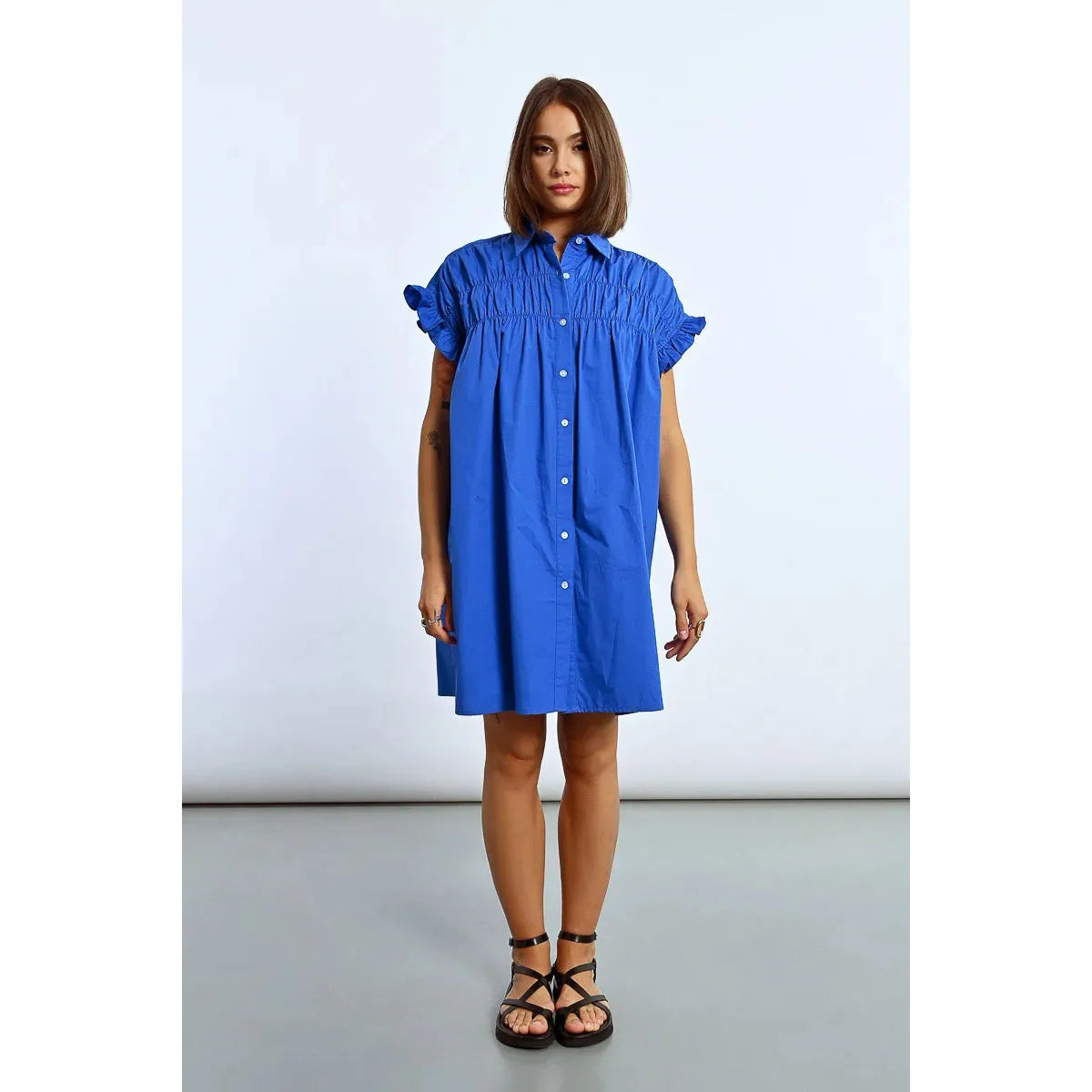 Gathered Shirt Dress