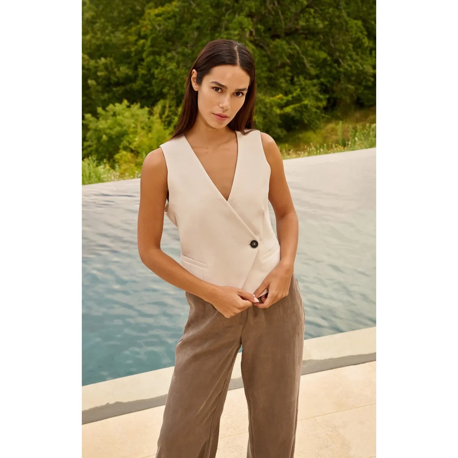Gilet with Asymmetrical Closure
