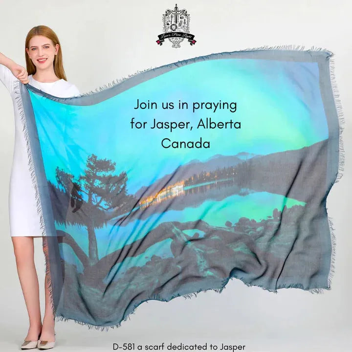 Enchanted the Northern Lights - Hand Painted Luxury Silk Scarf