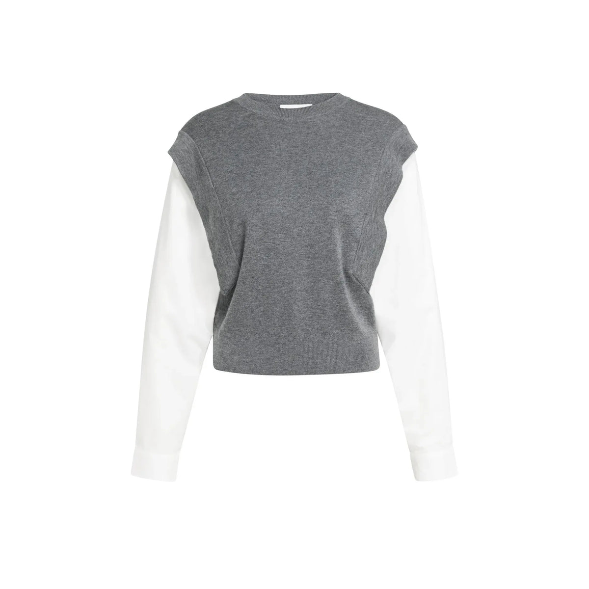 Knitted Sweater w/ Woven Sleeves
