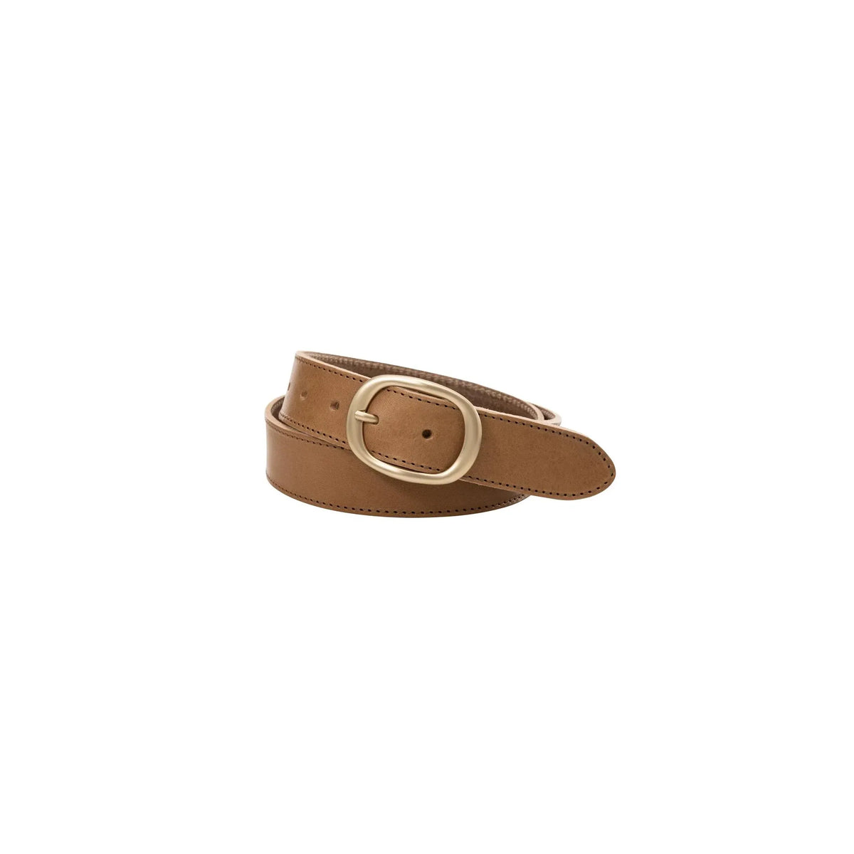 Rounded Buckle Leather Belt