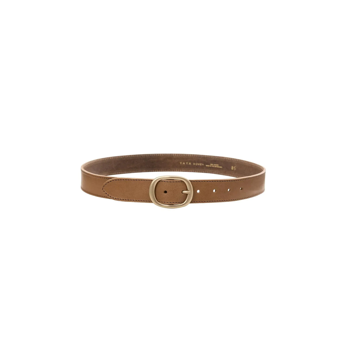 Rounded Buckle Leather Belt
