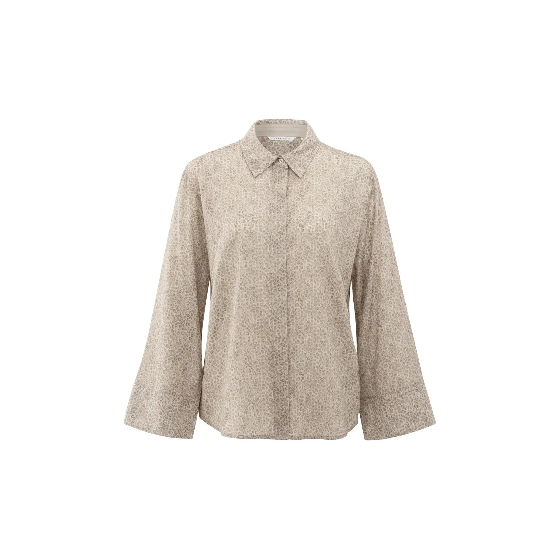 Leopard print blouse with back button detail