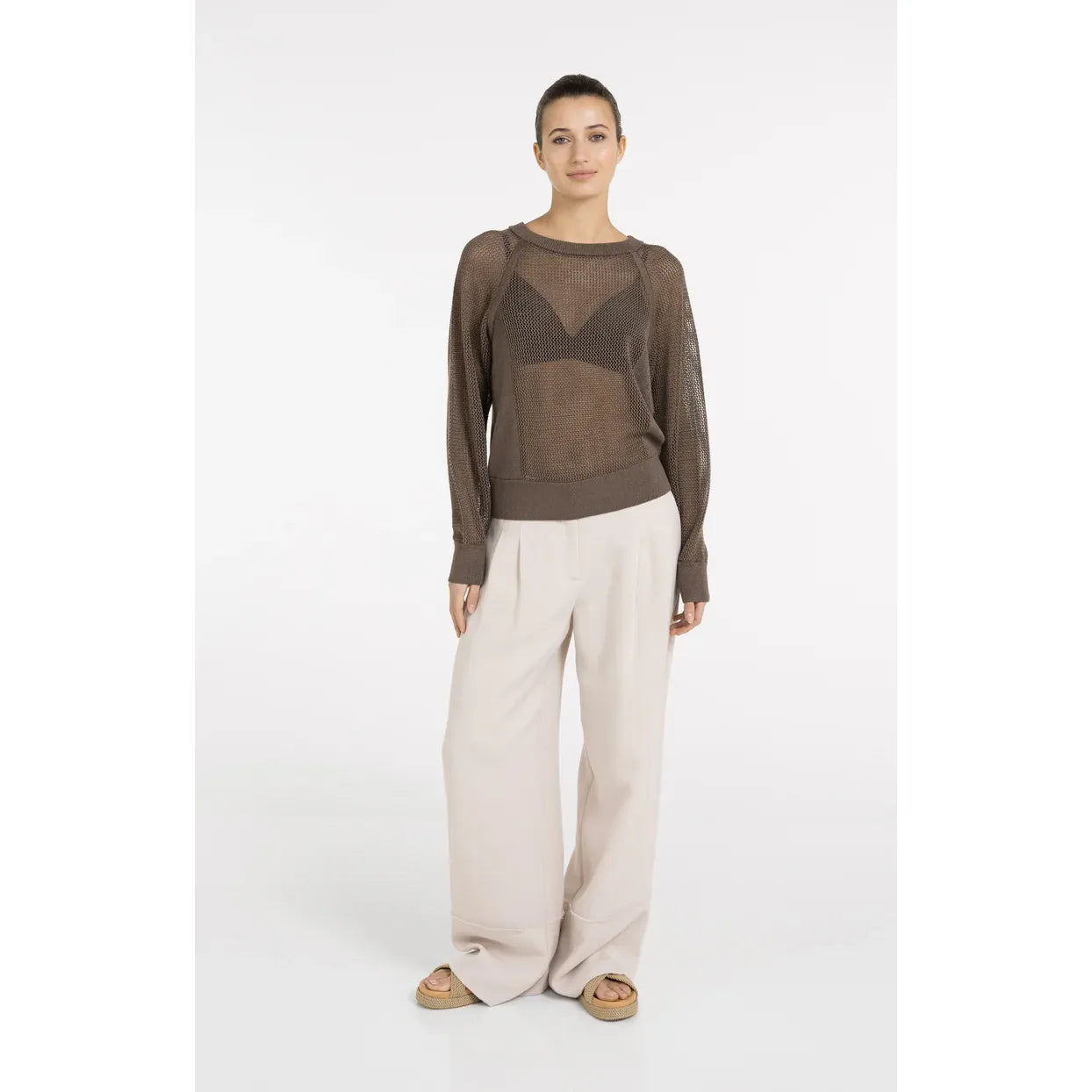 Fringe Linen Blend Trouser