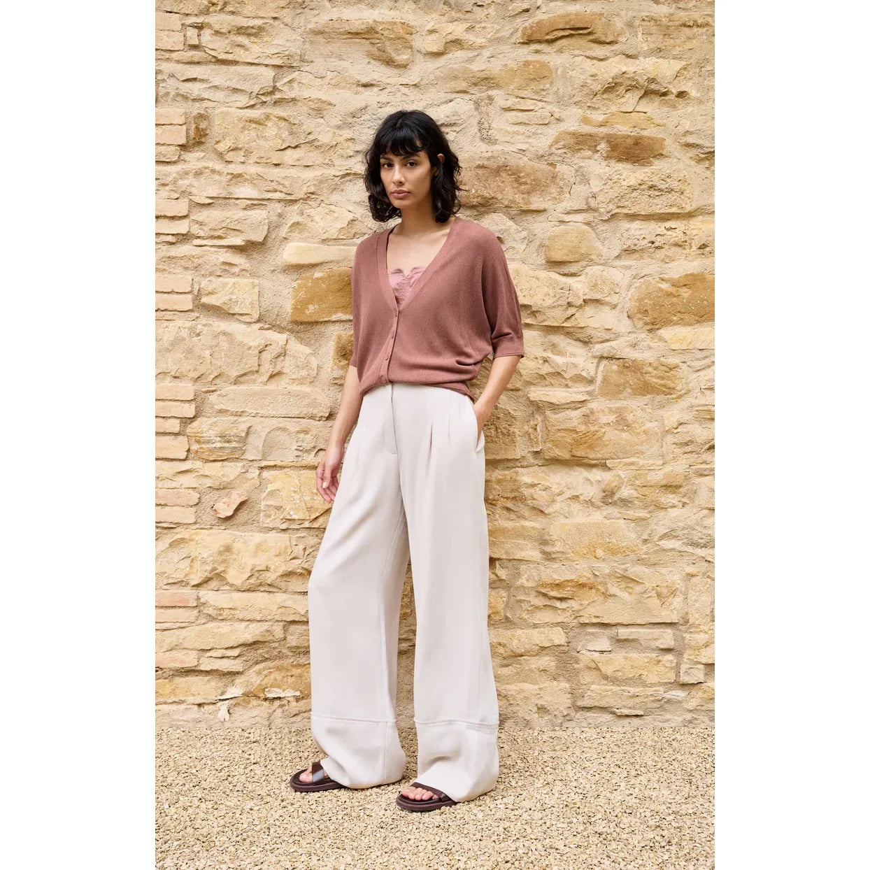 Fringe Linen Blend Trouser