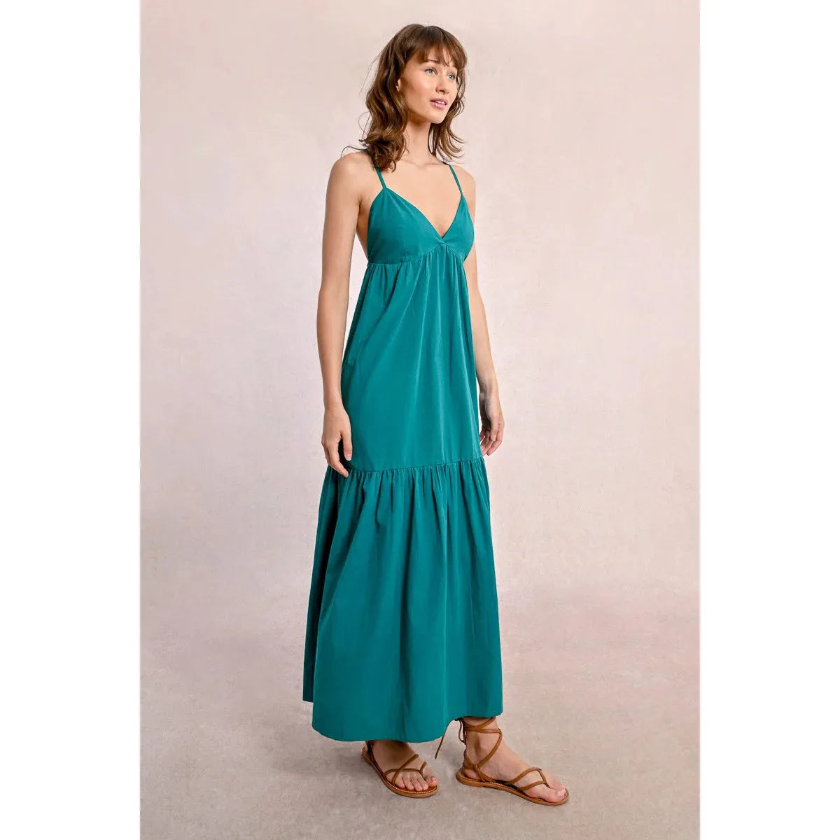 Cross-Back Ruffled Maxi Dress