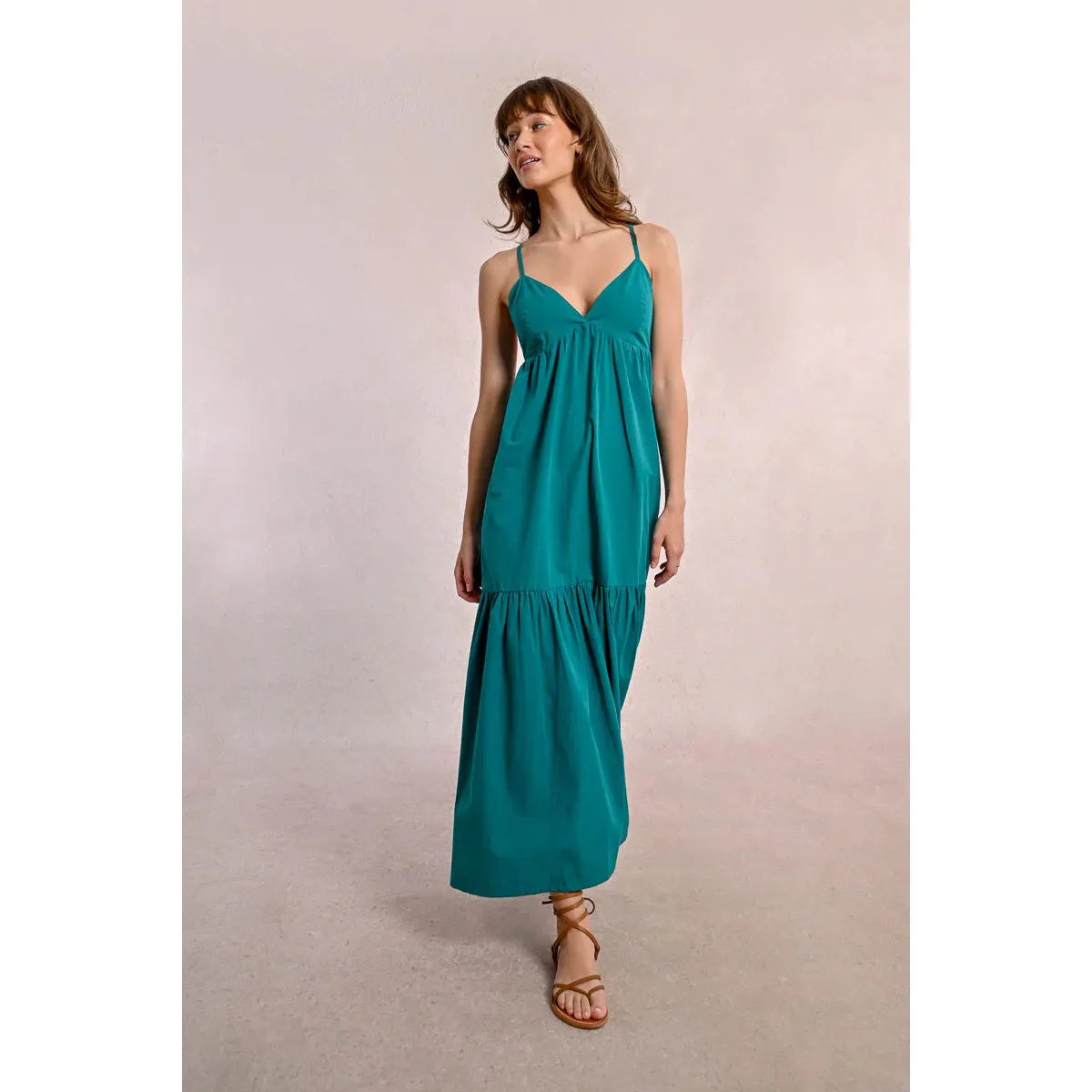 Cross-Back Ruffled Maxi Dress