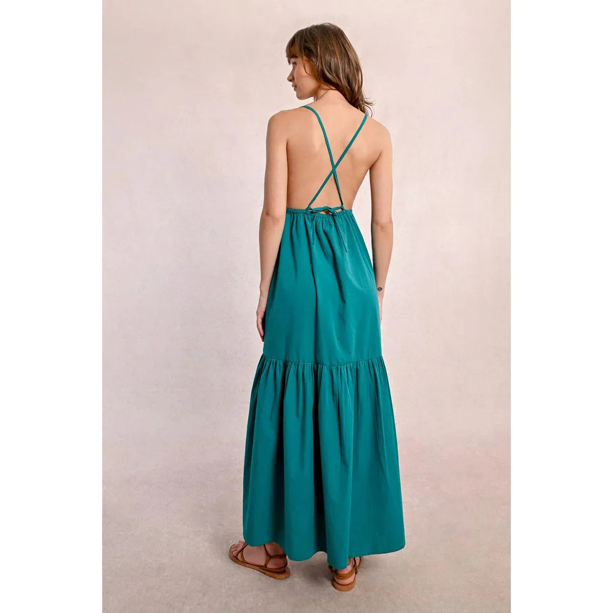 Cross-Back Ruffled Maxi Dress
