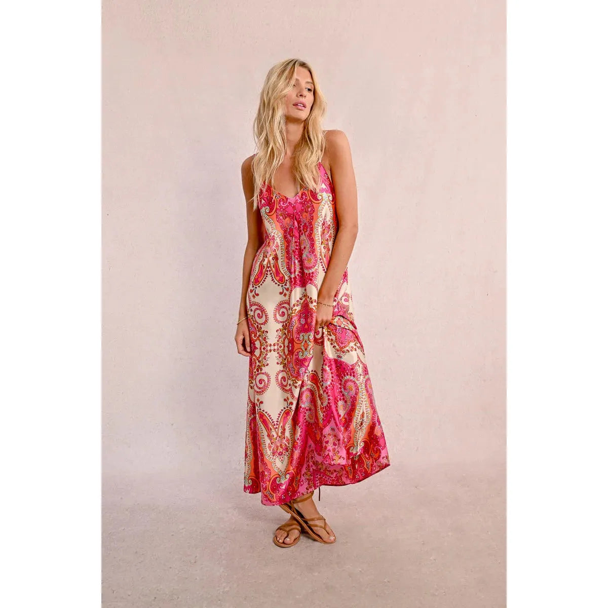 Pink Daphne Satin Maxi Dress