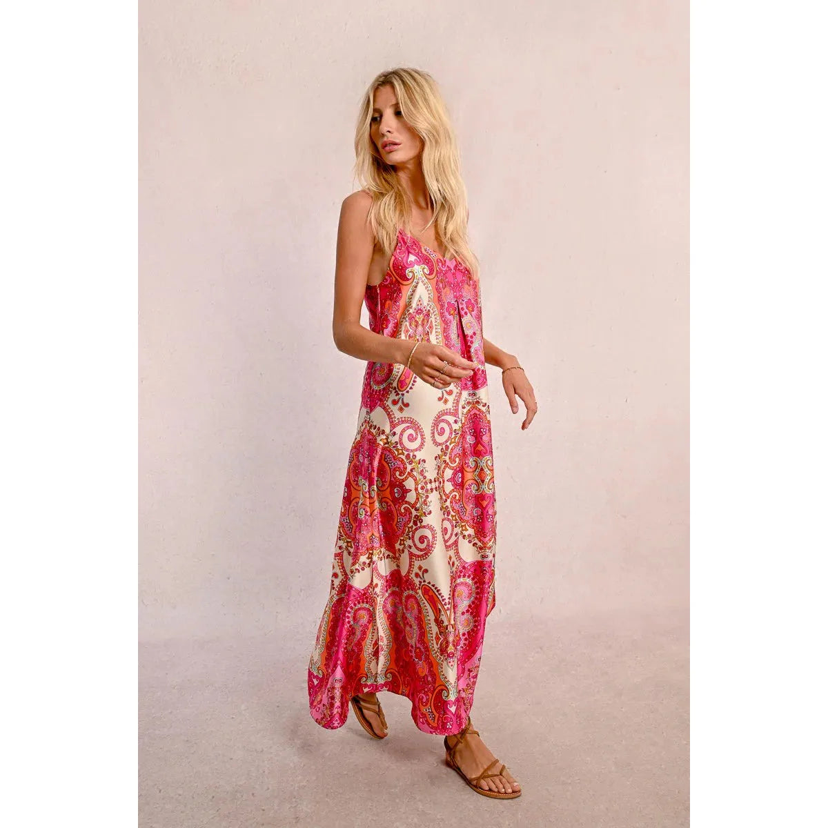 Pink Daphne Satin Maxi Dress