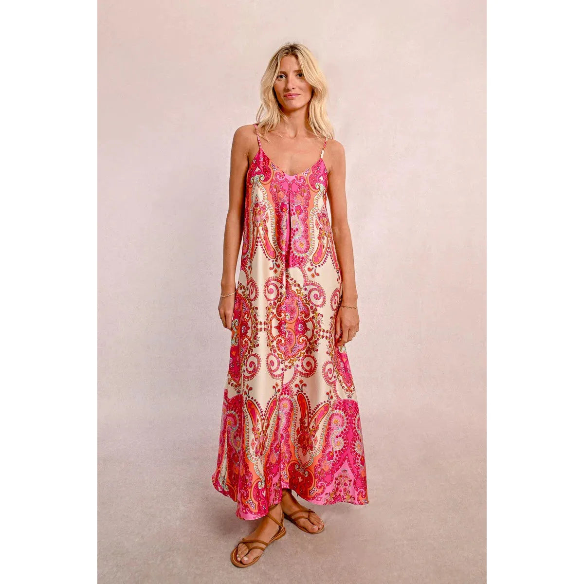 Pink Daphne Satin Maxi Dress