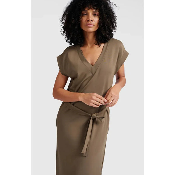 V-neck Dress and Removeable Tie Belt