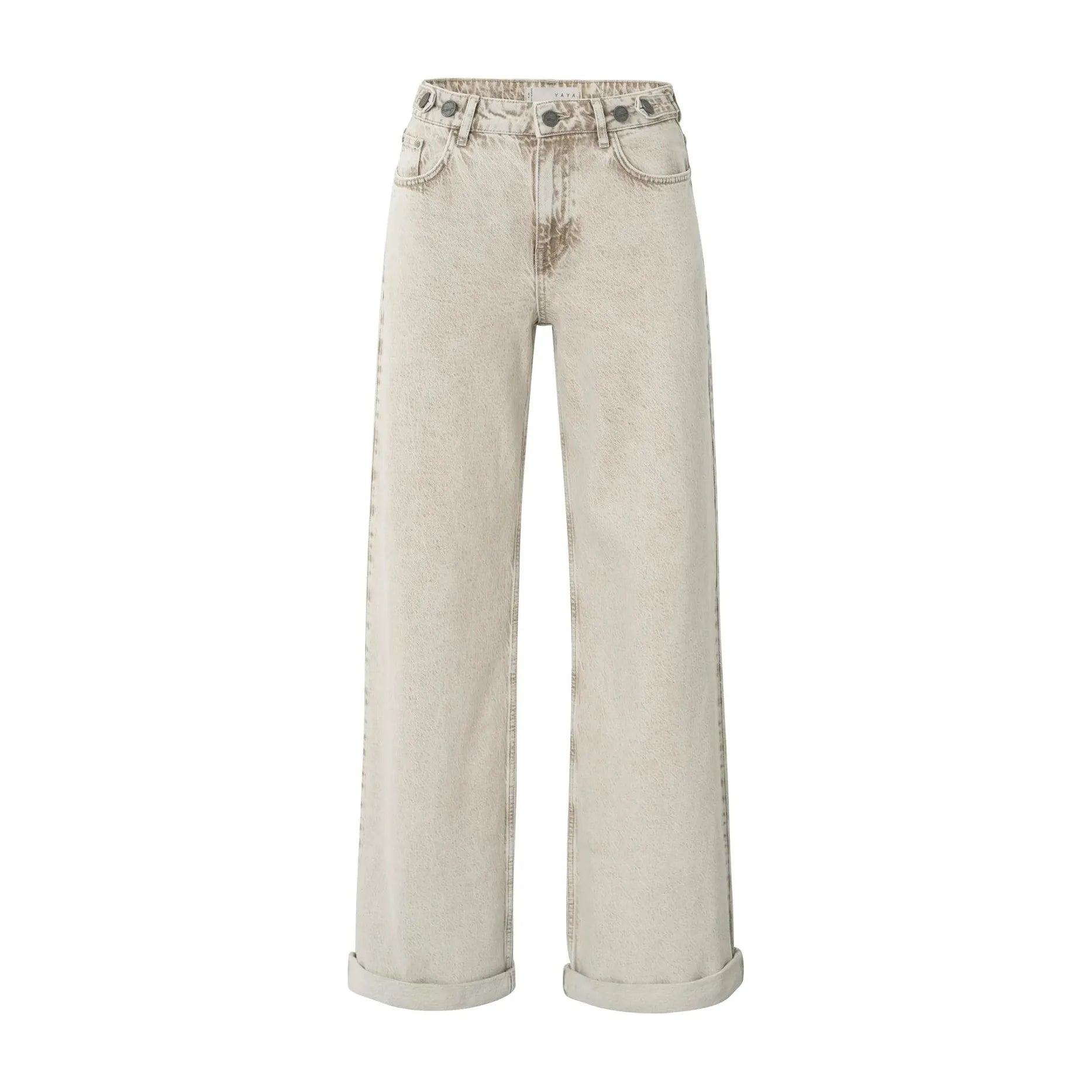High-Waisted Oversized Denim Trousers – Light Washed Brown
