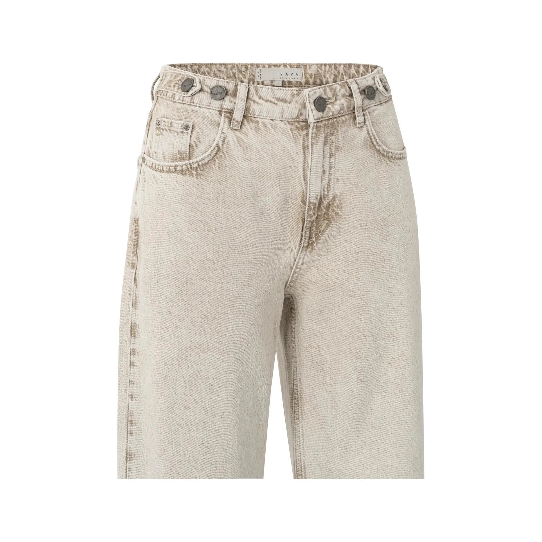 High-Waisted Oversized Denim Trousers – Light Washed Brown