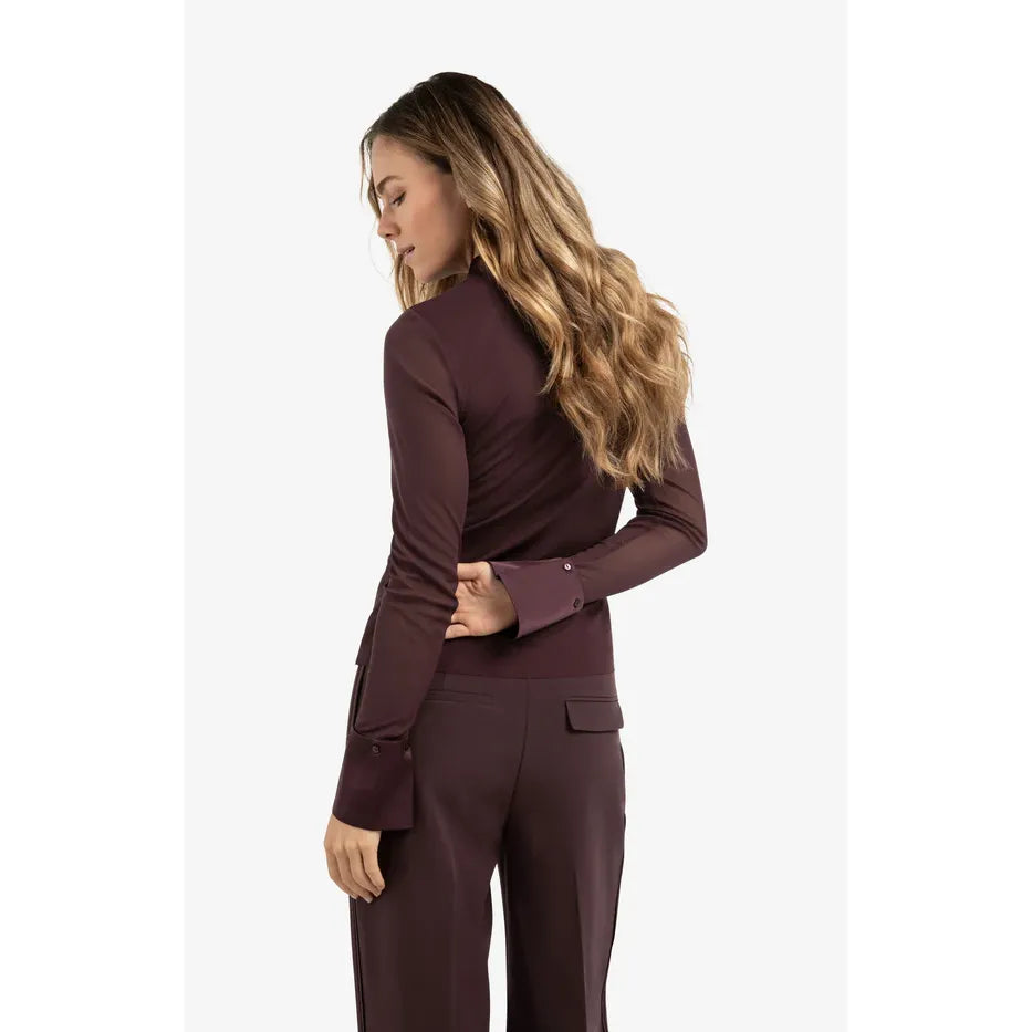 Mesh Blouse w/ Removable Cuffs & Collar