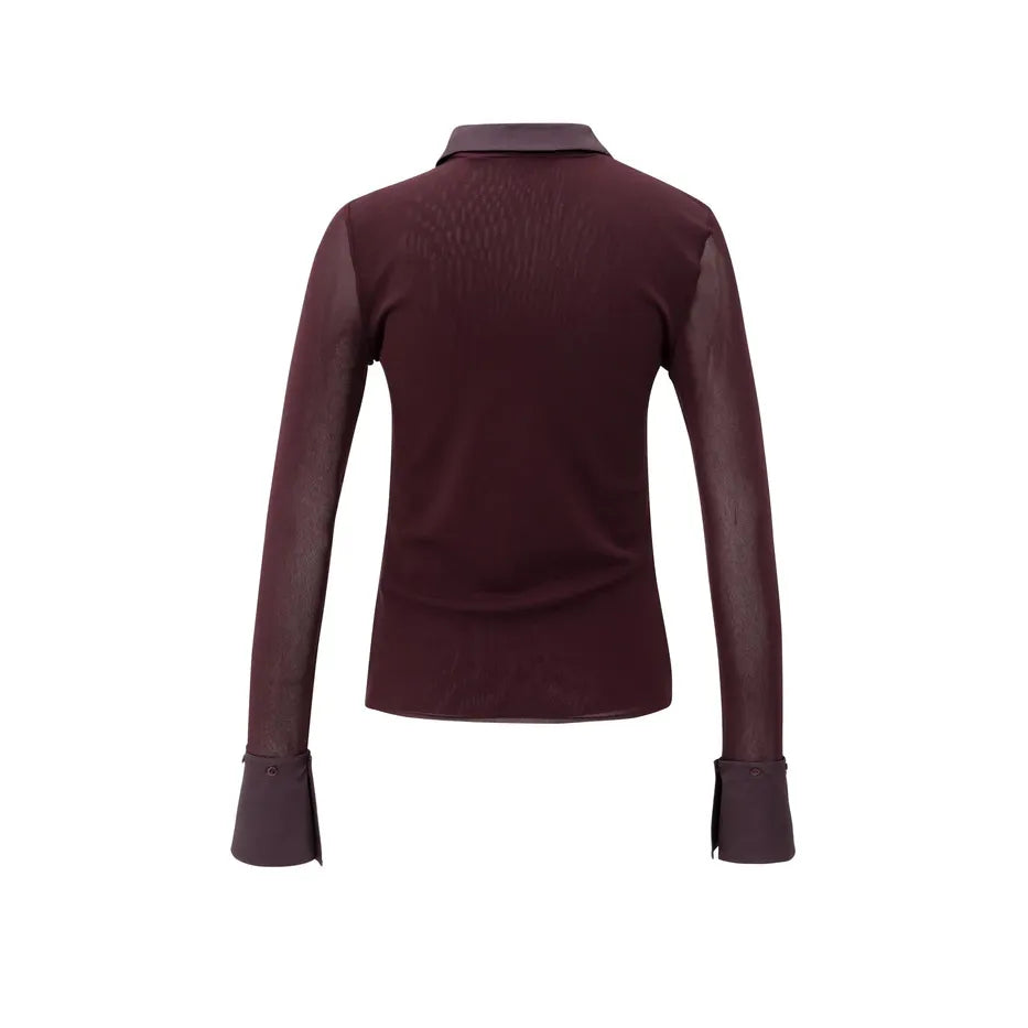 Mesh Blouse w/ Removable Cuffs & Collar