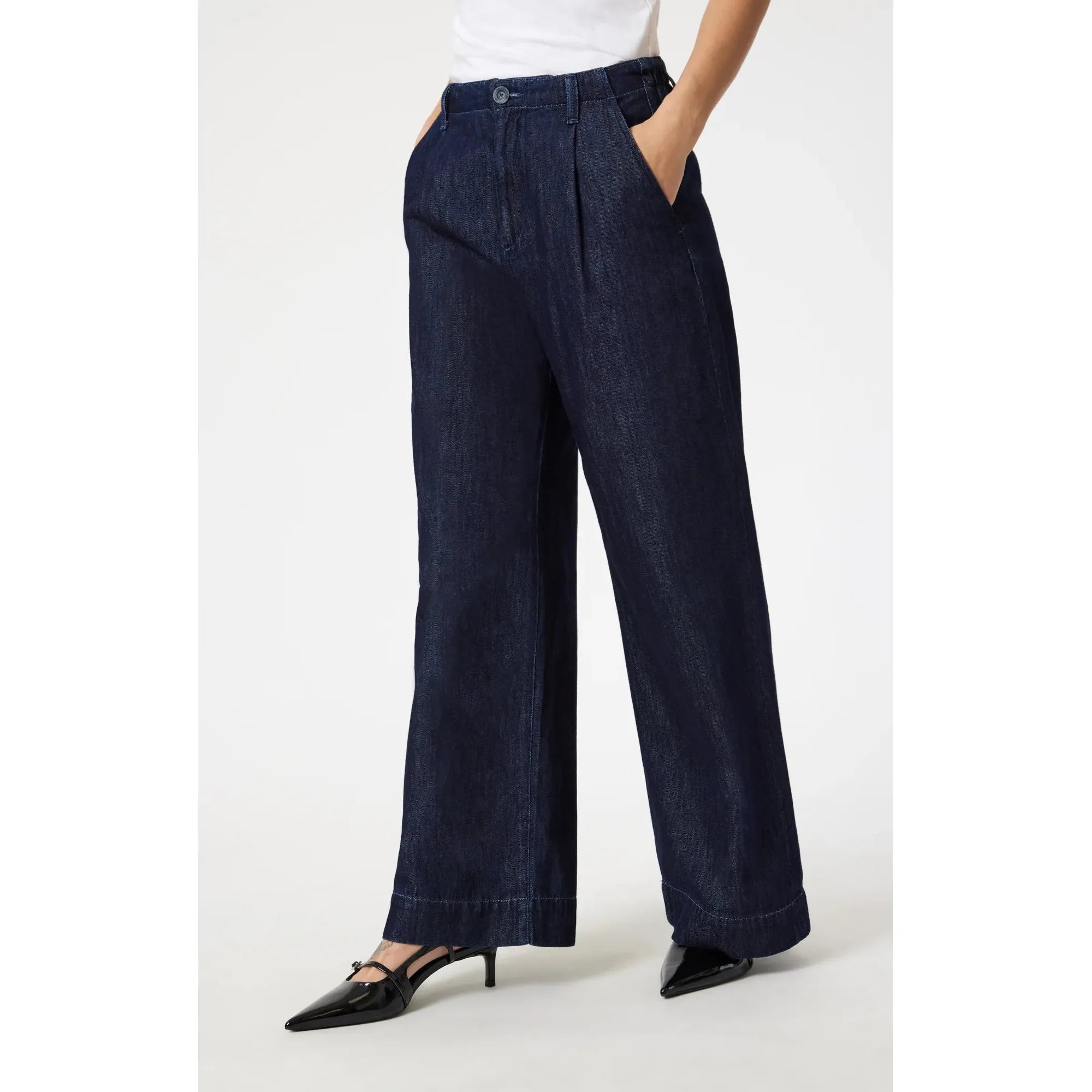 Pera Pleated Wide Leg Jeans | High Rise