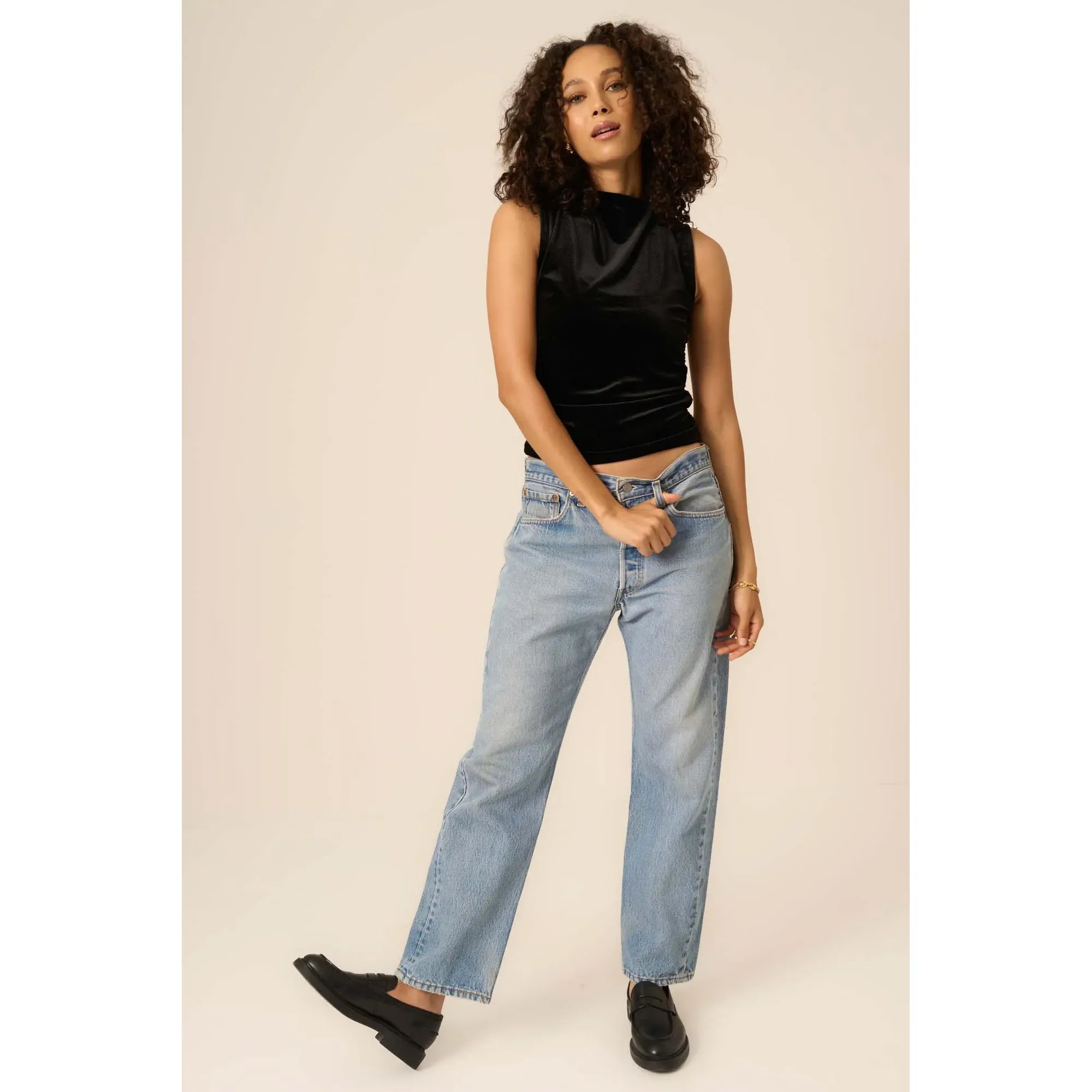 On Repeat Ruched Side Velvet Tank