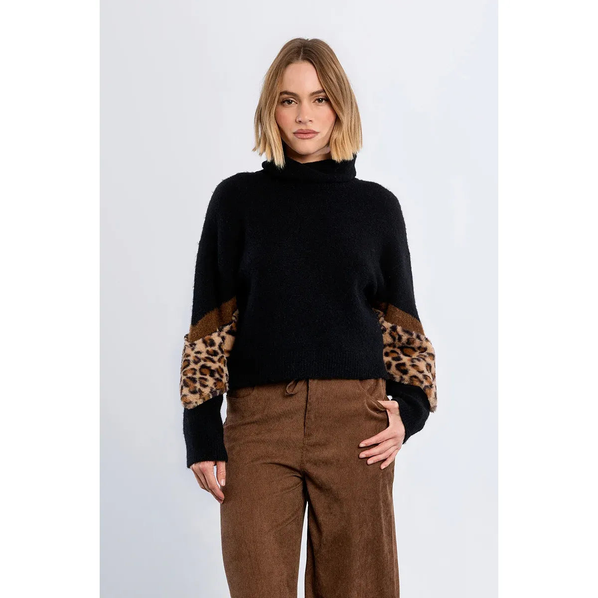 Monroe Leopard Sleeve Sweater